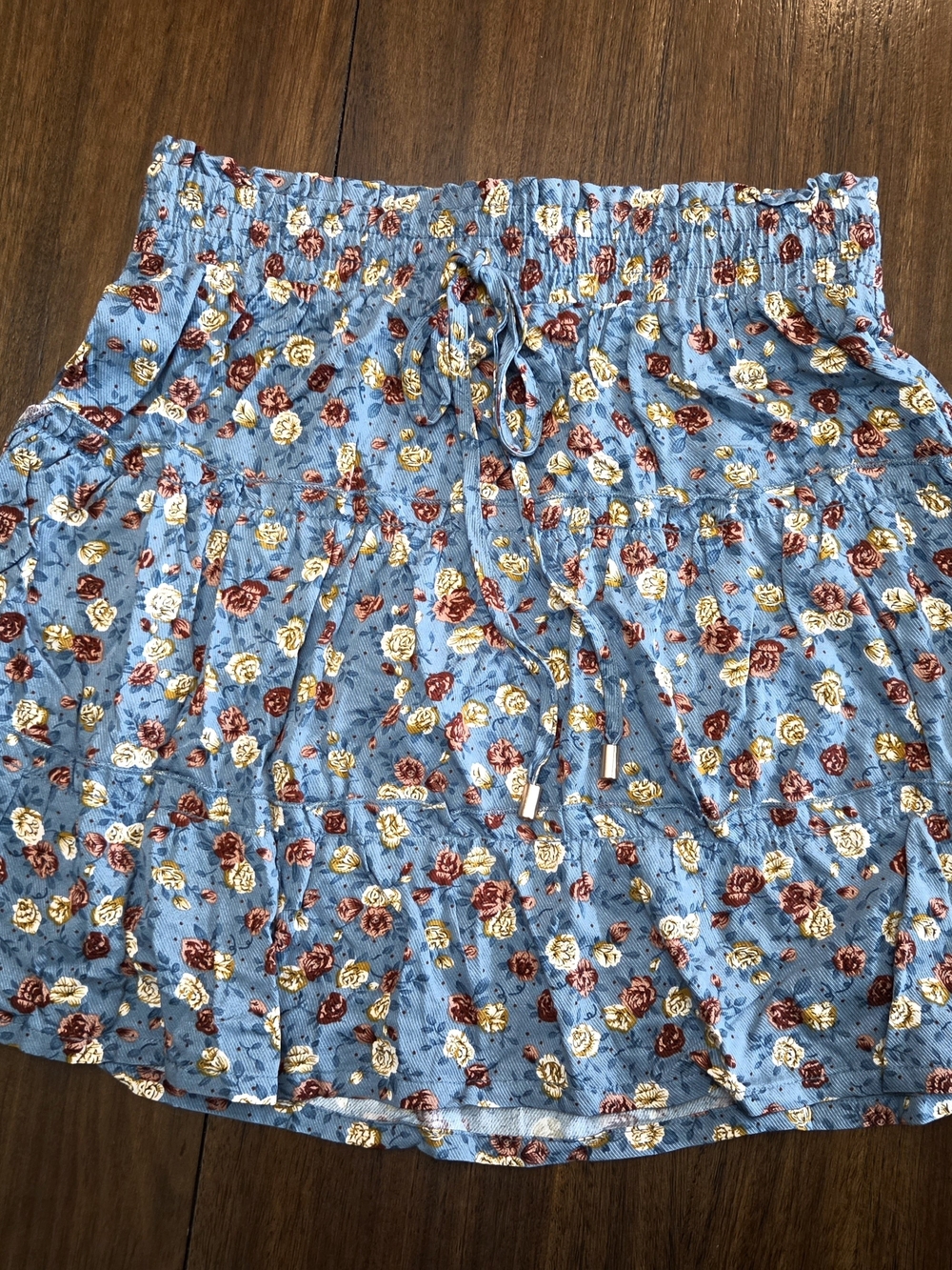 Indigo Rising Tiered Blue Floral Skirt * Size Small